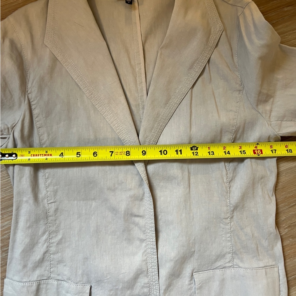 Eileen Fisher Linen Viscose Stretch Open Front Blazer Gray Small - Picture 4 of 5